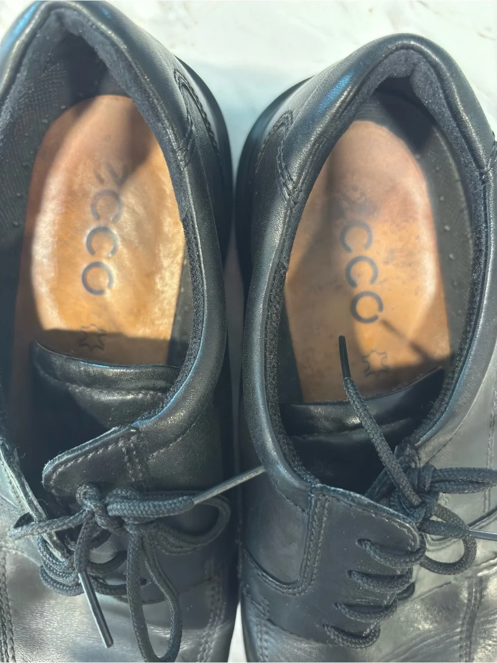 ECCO Men’s Black Leather Lace Up Comfort Dress Shoes EU 43 US 9 Made Portugal